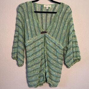 Green Multicolor Artsy Fairycore Boho Bohemian Hippie Knit Oversized Cardigan M